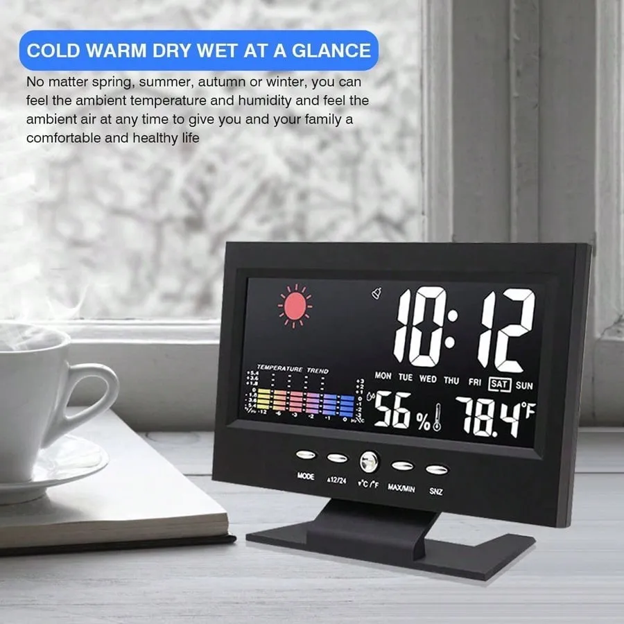 Simple Alarm Clocks Led Digital Weather Forecast Thermometer Humidity Monitor Voice-activated Home Calendar Display Electronic