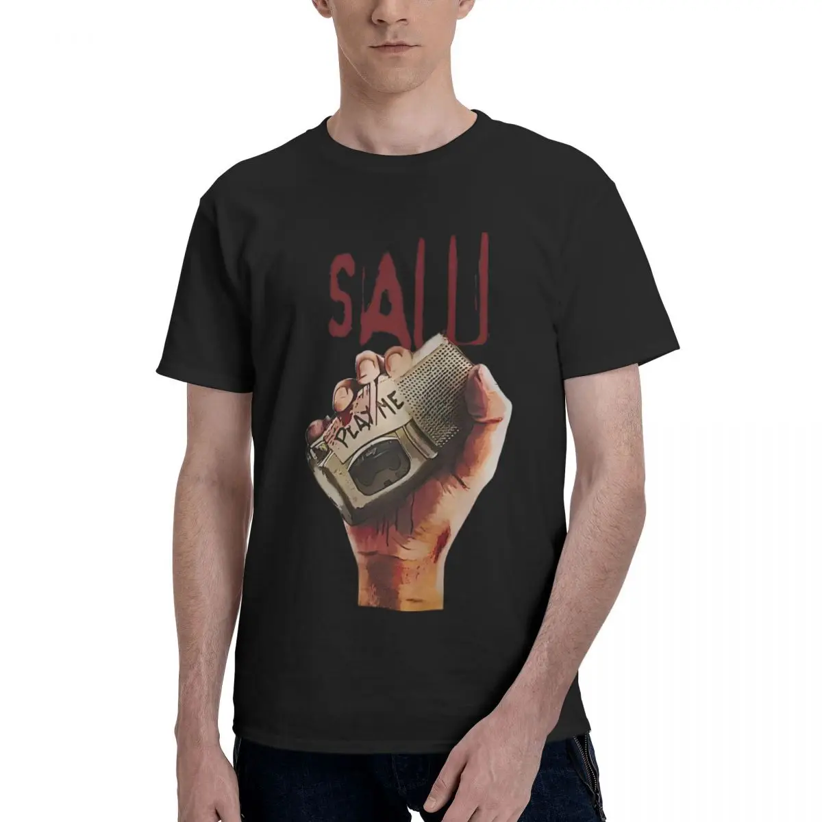 Saw Movie Jigsaw Outfit T Shirt Cotton Tee Printed Horror Movie Scary Terror Tops T-shirt