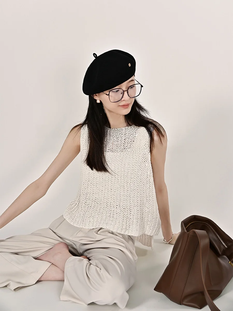 

XALI сухой вязаный жилет женский свободный топ с бретельками летняя верхняя одежда однотонный дизайн с вырезами универсальный ort Sle