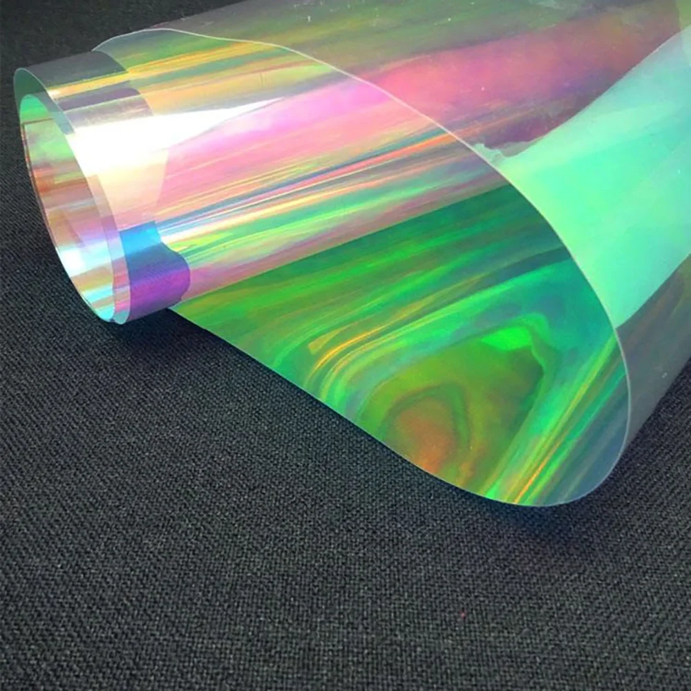 2/3/5 Meter Iridescent Window Film PVC Transparent Rainbow Color Glass Vinyl Holographic Glossy Colorful Window Tint for Home