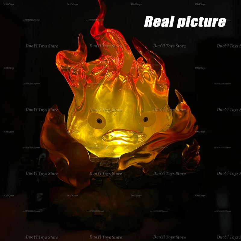 12cm Calcifer Anime Figure Pvc Luminous Model Action Figure Breathing Lamp GK Model Toys Collection Home Decoration Gifts