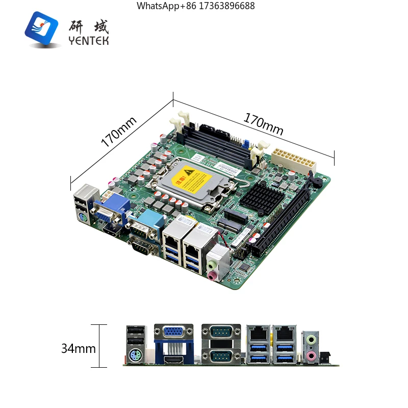옌텍 신형 H610 LGA1700 DDR4 64GB 듀얼 채널 2xSATA3.0 MSATA 통합 그래픽 HD VGA 2 RJ45 LAN 미니 ITX 썸네일 6