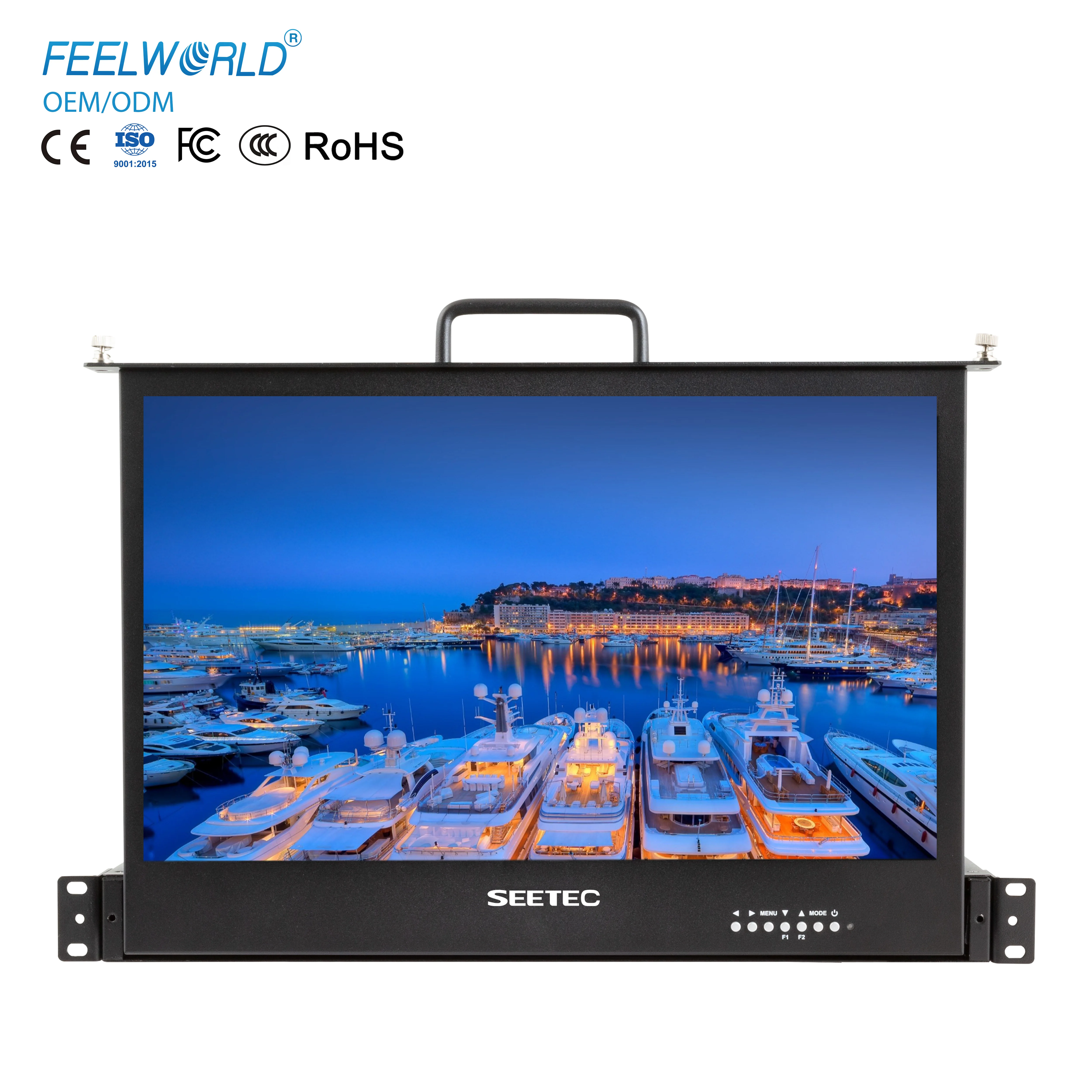 17.3 Inch 1RU Professional Rack Mount Monitor Full HD LCD Multi-screen Function Boot Screen Customization Broadcast Studio