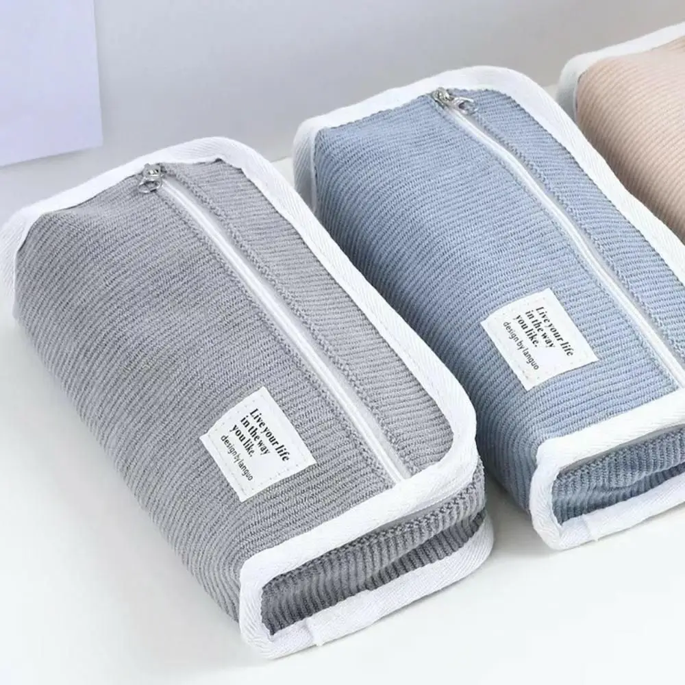 Pink Blue Grey Ins Stationery Bag Desktop Storage Multifunctional Korean Style Pencil Case Large Capacity Ins Style Pencil Pouch