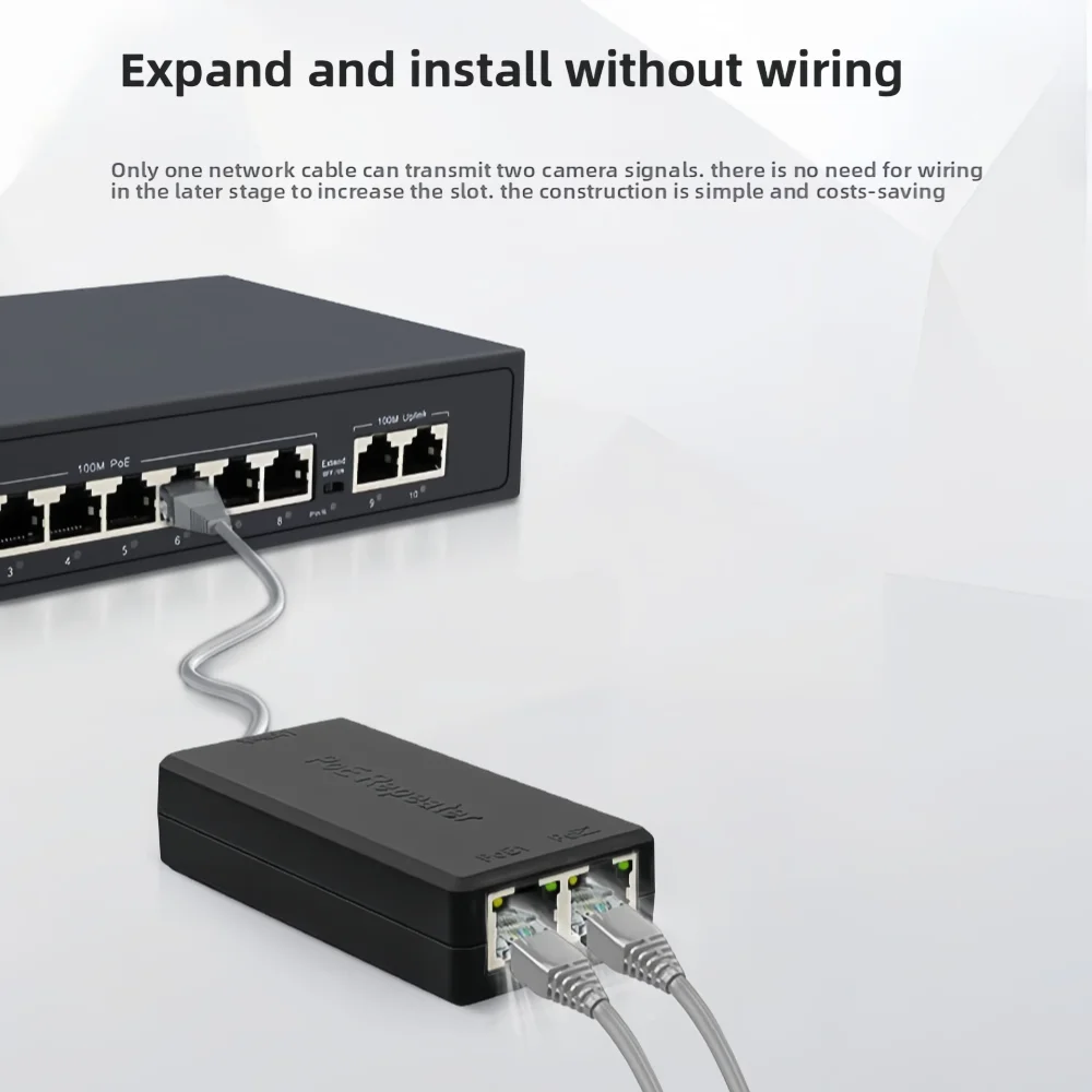 1 إلى 2 PoE موسع شبكة إشارة 2 منفذ POE مكرر لمنفذ IP نقل موسع محول إيثرنت لكاميرا تبديل POE