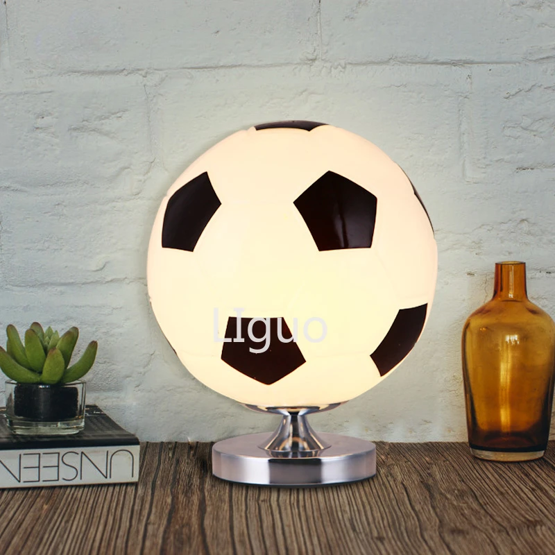 

creative Football/Basketball glass table lamp for children dorm room home deco bedroom bedside lamp cartoon kids led light table