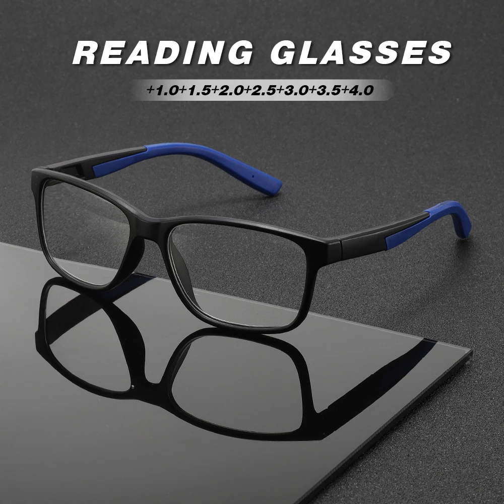 Oyalie Leichte Lesebrille mit quadratischem Rahmen und mehrfarbigen Bügeln, schlichtes Design mit einem Hauch von jugendlichem Vibe, verabschieden Sie sich von Mattheit, leichtes Material, angenehm zu