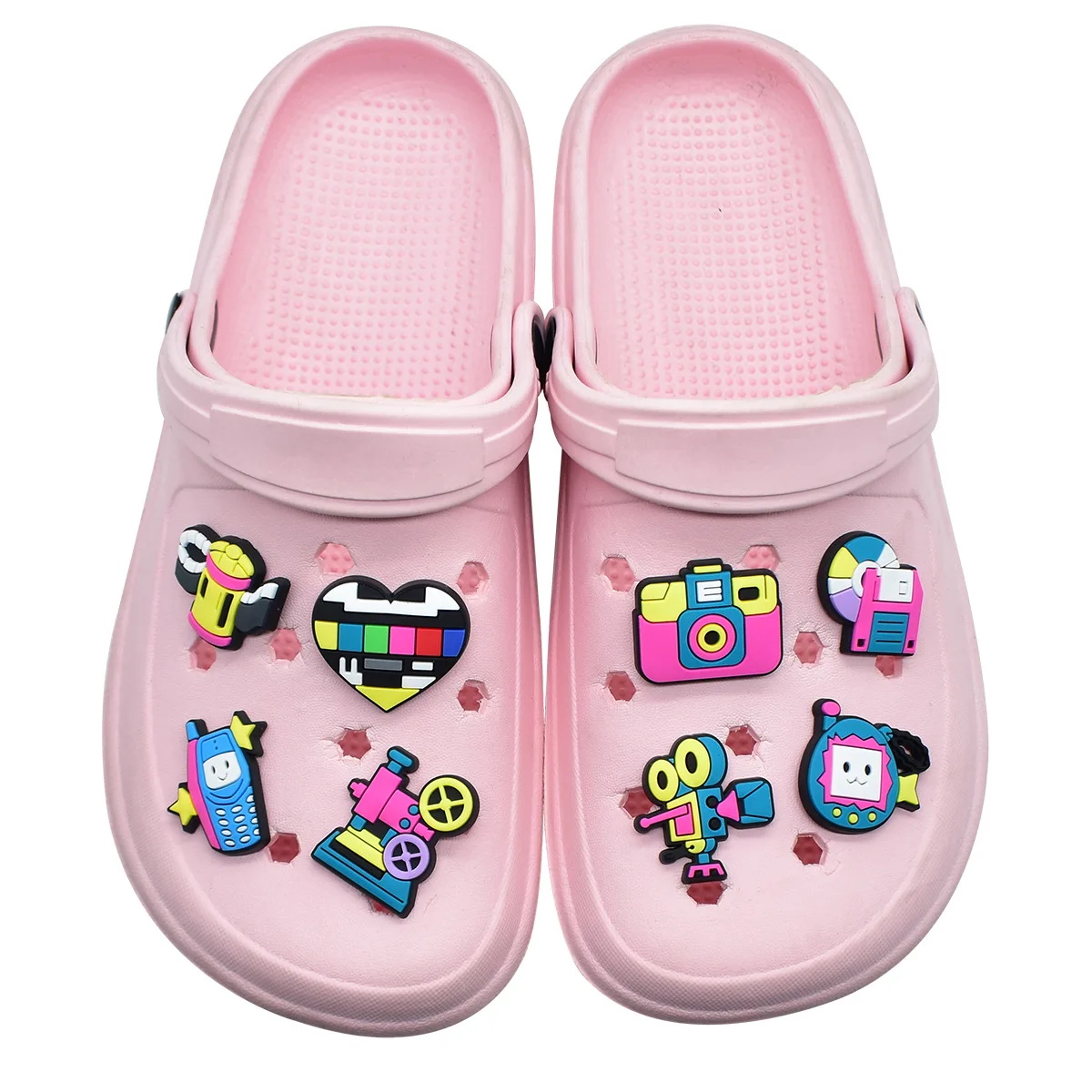 20pcs Best Selling Mini 90s Retro Shoe Charms Light PVC Hole Sandals Throwback Nostalgic Icons Outdoor Travel Small Decor