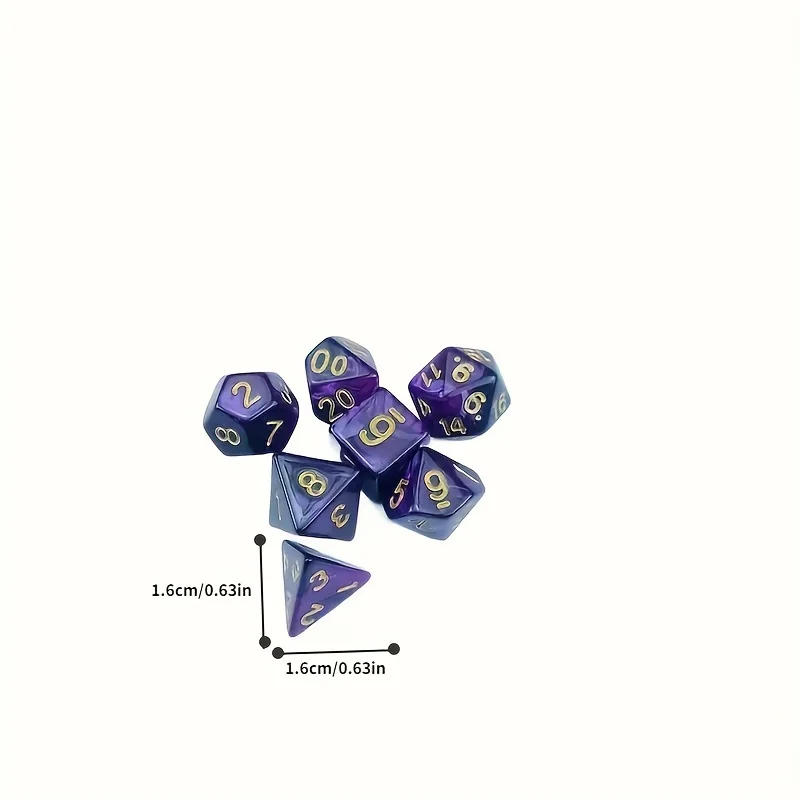 7Pcs/set Multifaceted Digital Dice Set Acrylic Table Game Opaque Polyhedral Dices for DN-D Dice Tabletop Role-Playing Game Gift