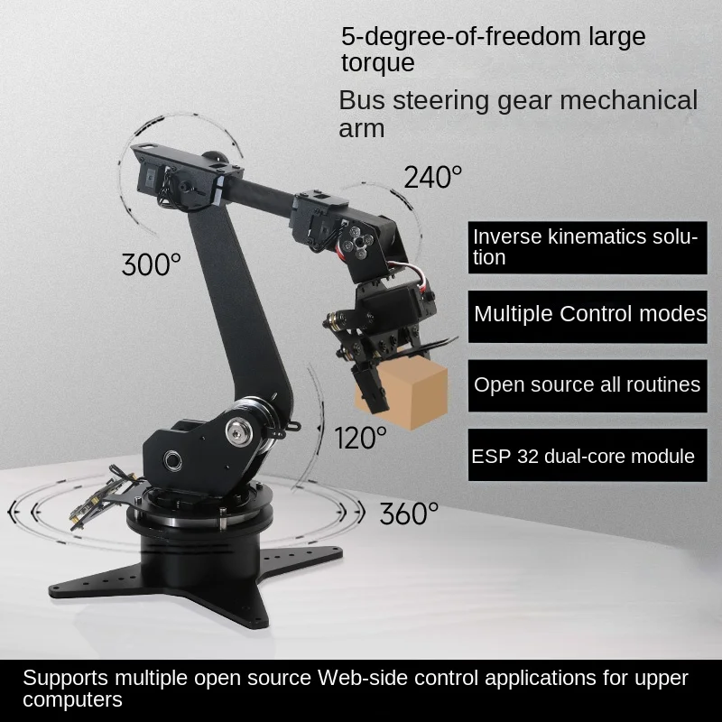 5-dof Mechanical Arm Kit High Torque Bus Steering Gear Open Source Programming Manipulator