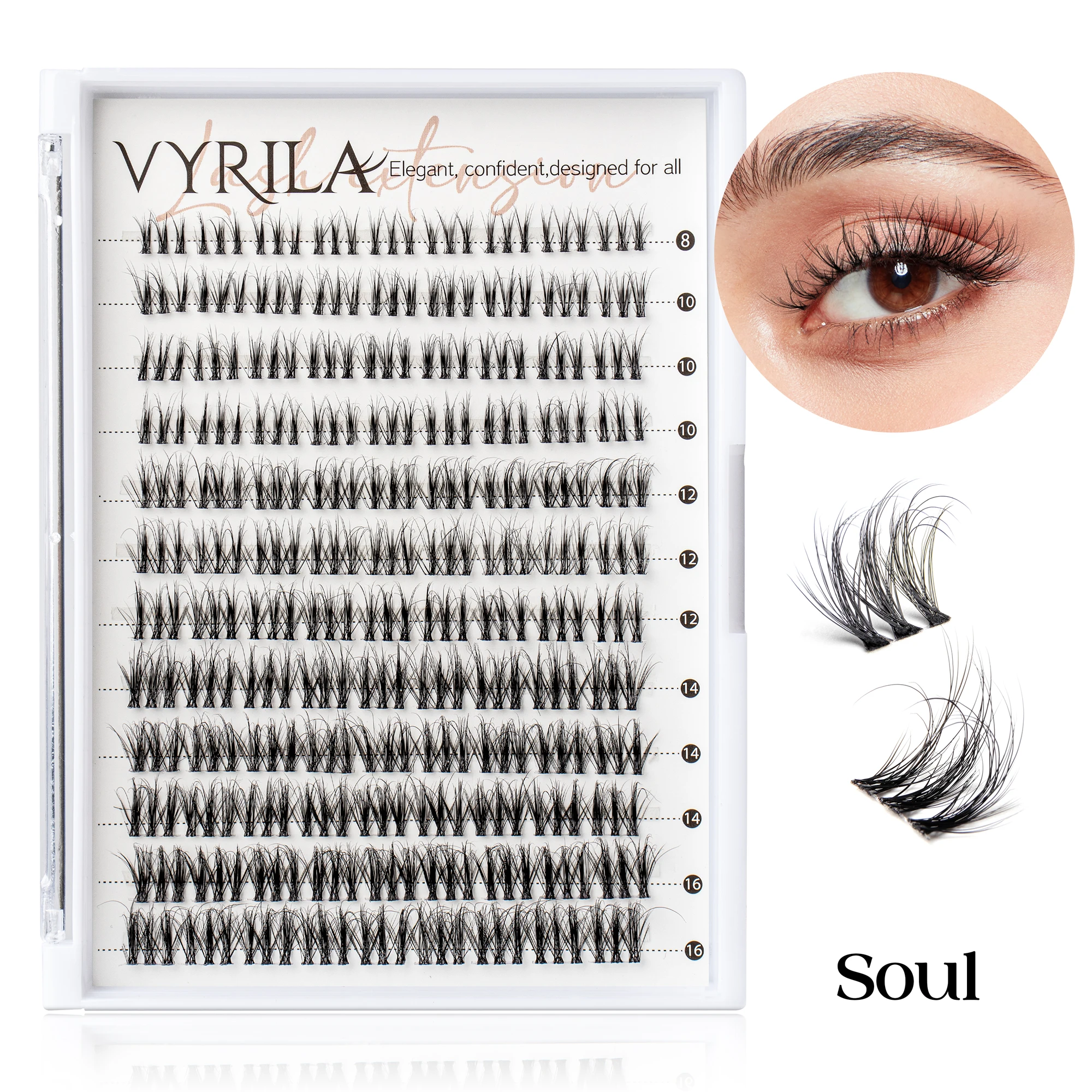 Einzelne Wimpern-Cluster, C-Curl-Mix, Wimpern-Cluster, 3D-Wimpernverlängerung, 0,1 mm, superdünnes Band, wiederverwendbare natürliche Wimpern