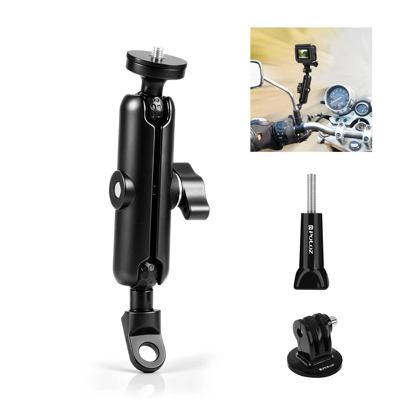 AliExpress PULUZ Motorcycle Holder Mirror Base Hole Fixed Mount For GoPro Camera Bicycle Mount For Insta360 X6 X5 ,DJI Action Camera Accessories