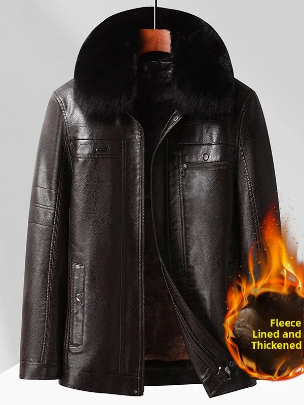 

Утепленная куртка с флисовой подкладкой и съемным внутренним жилетом, с воротником из шерсти, для мужчин среднего и пожилого возраста, зимняя модная городская повседневная куртка.