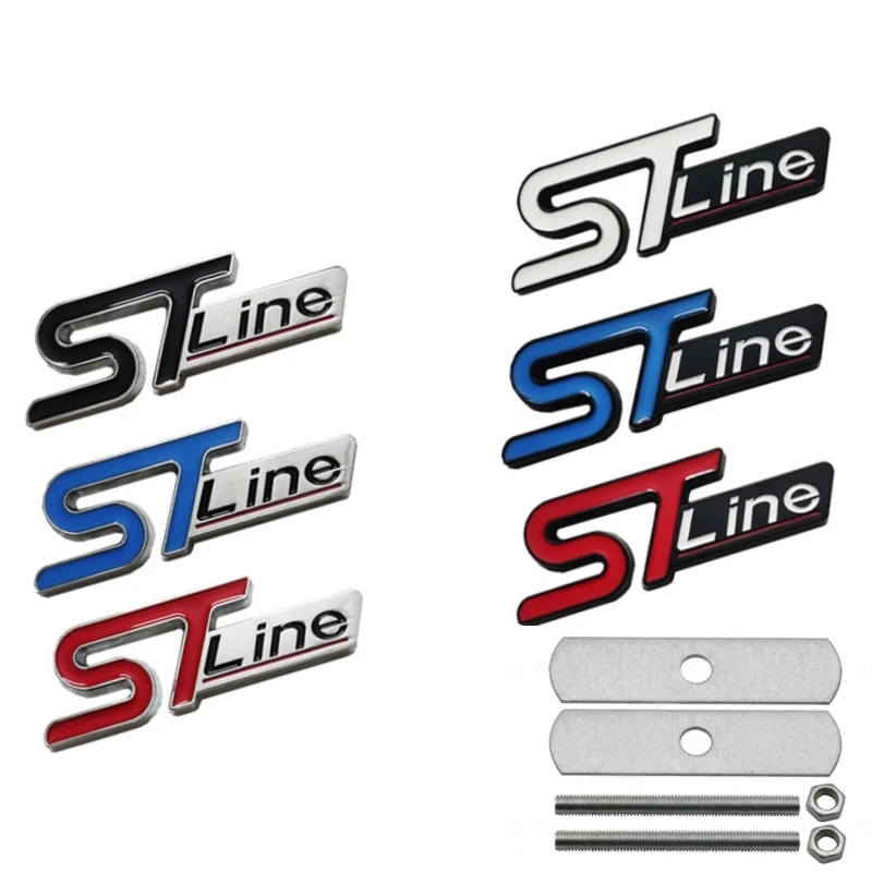 

1pcs 3D Metal ST Line Logo Car Front Grill Emblem Sticker Rear Trunk Badge For st mk3 mk4 Auto Accessories