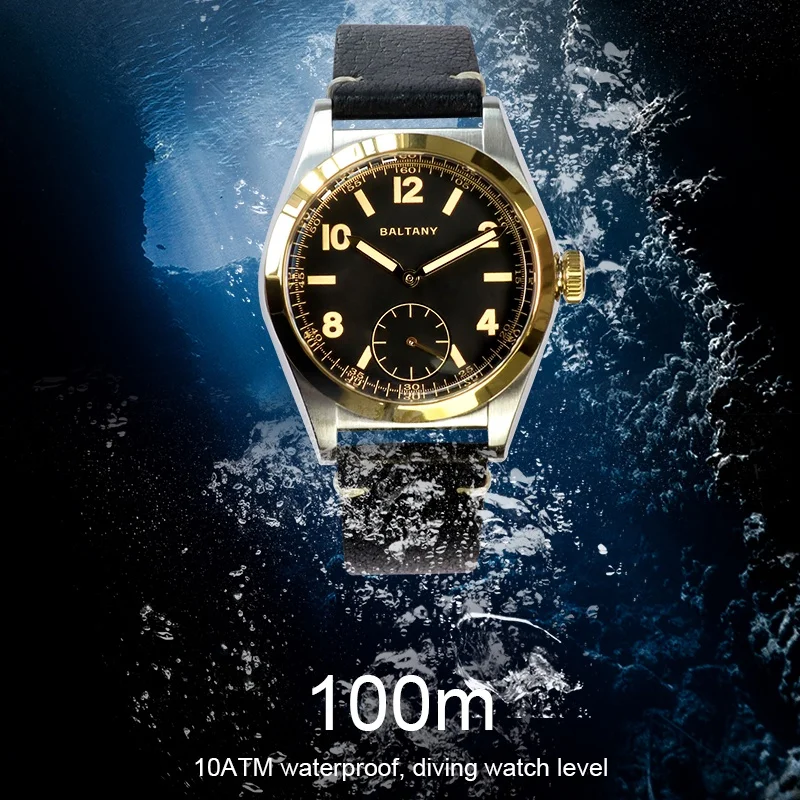 Baltany-Montres à quartz étanches rétro, lunette dorée, cadran Shoous, design de micromarque, montres provoqué, mode de luxe, 100m, S4012