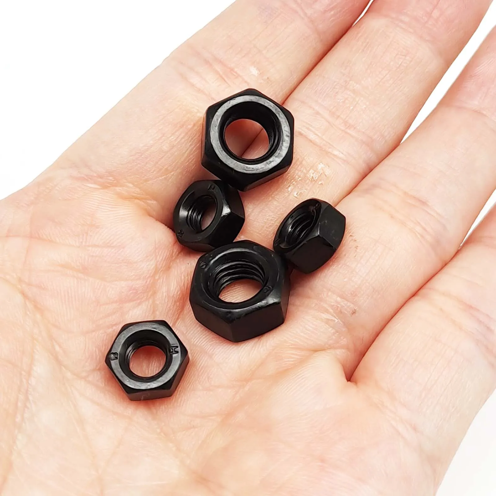 445pcs  Small Micro Hex Hexagon Nut Set Assortment Kit Box Black Carbon Steel Brass M1.4 M1.6 M2 M2.5 M3 M3.5 M4 M5 M6 M8