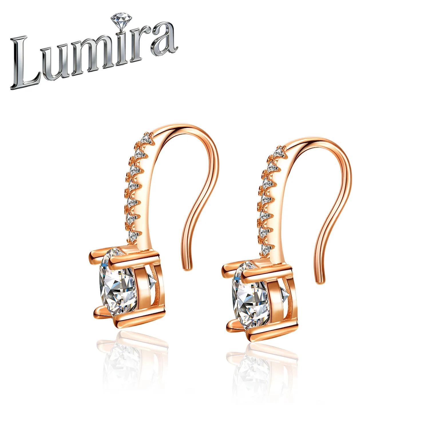 

Lumira 18K Rose Gold Moissanite Stud Earrings with Women's Tassel Four-Prong Pendant Jewelry
