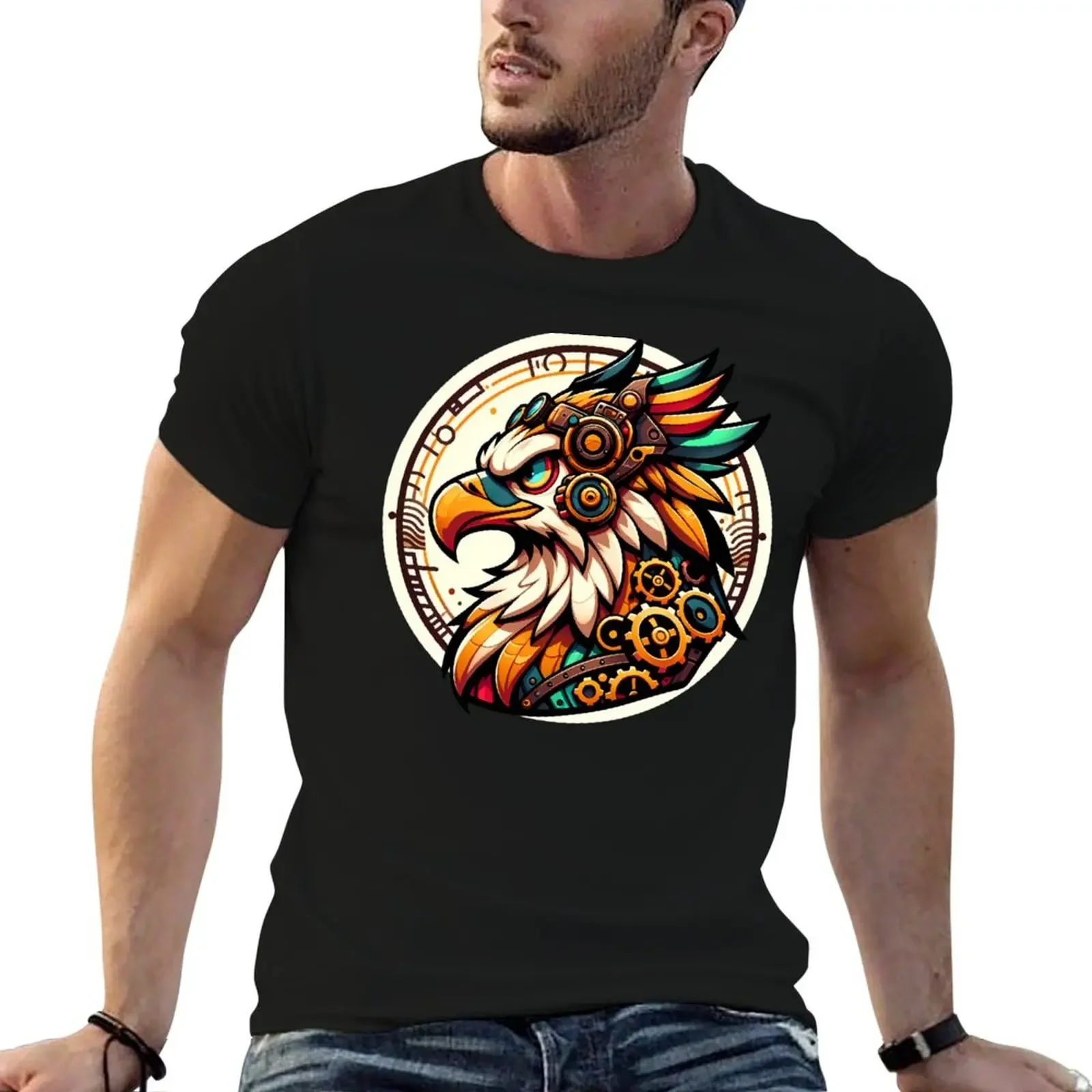 Steampunk Anthro Avian Griffin Art T-Shirt vintage clothes baggy shirts plus size tops vintage plain t shirts men