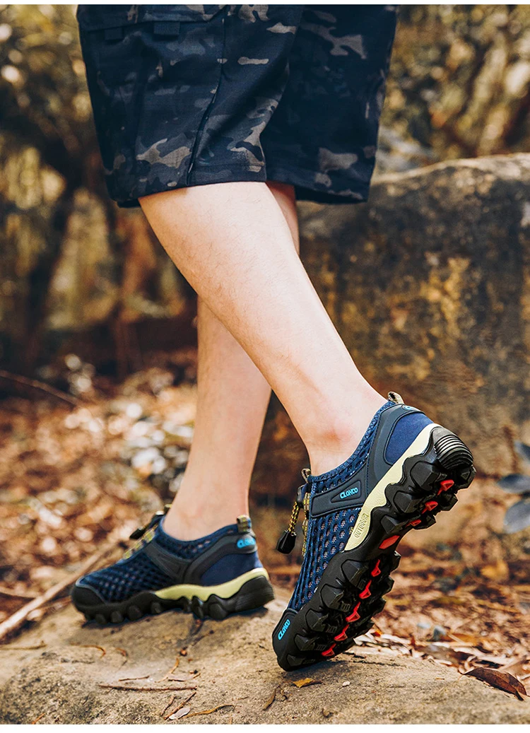 CLOHOO Mesh Shoes Thick Rubber Sole Handmade Cold Glue Casual Outdoor Sports Men's Shoes Breathable Comfortable Summer Sandals