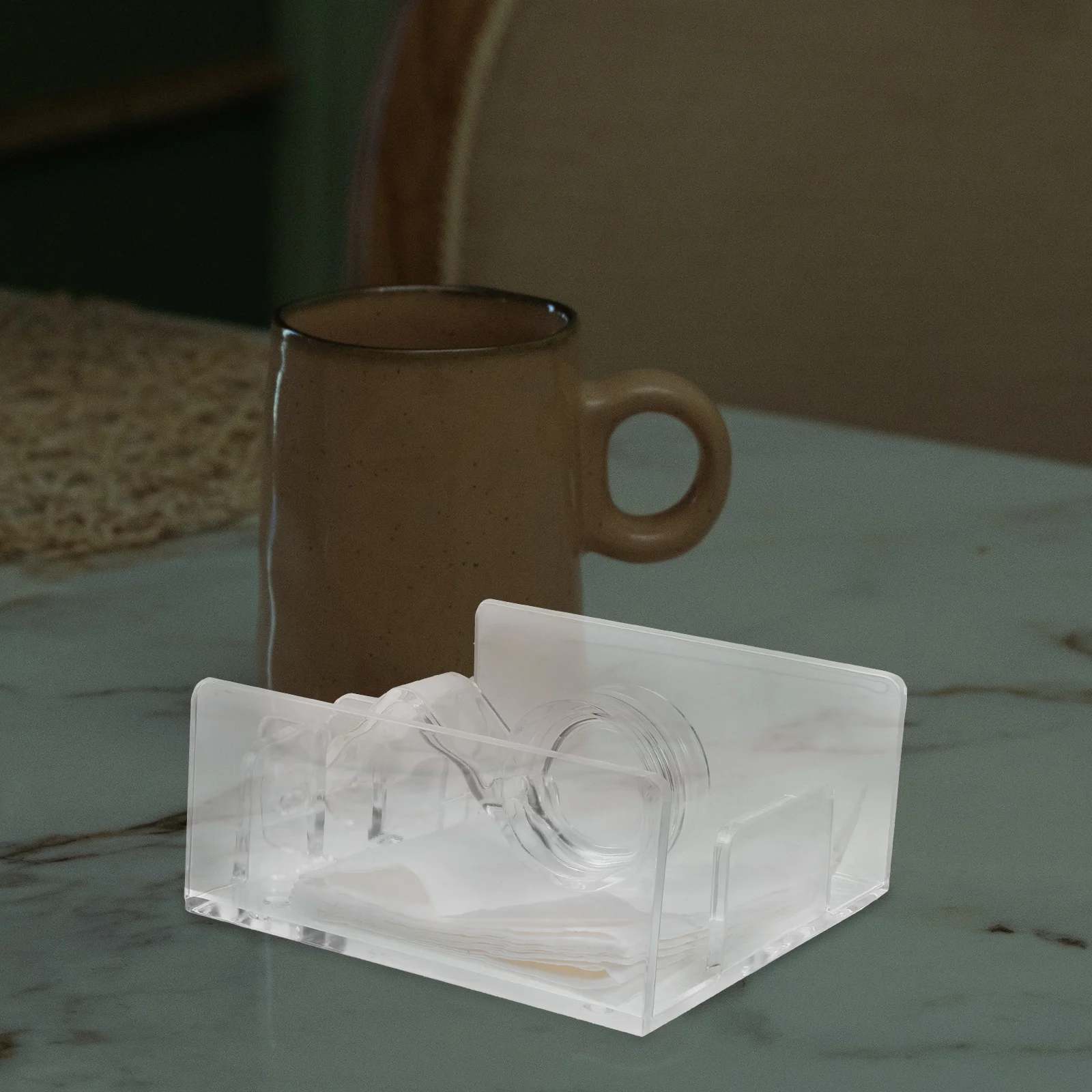 

Clear Acrylic Vertical Tissue Holder Stand for 13.5x13.5cm Boxes Compact Space-Saving Design Transparent Napkin for Restaurants