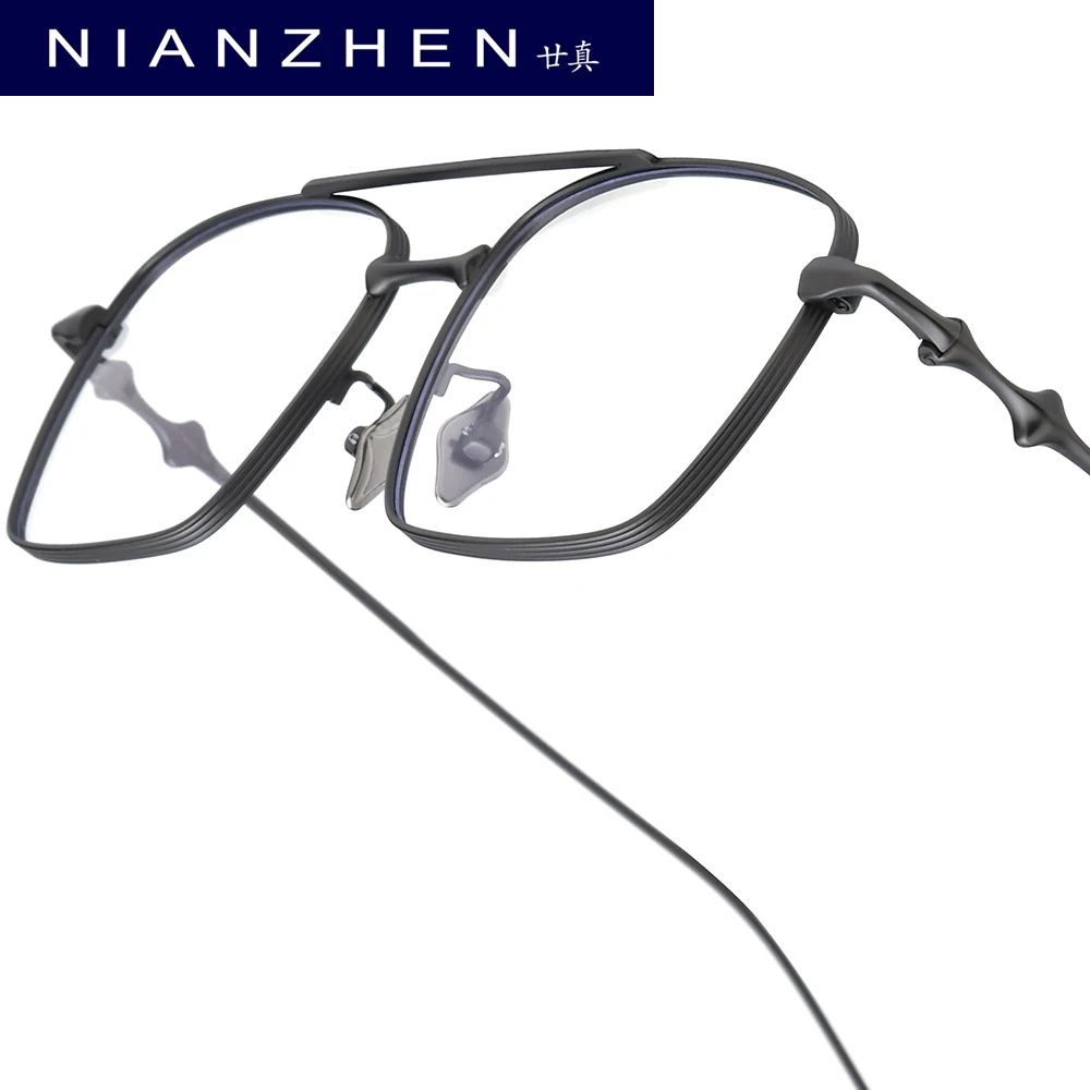 

NIANZHEN Titanium Alloy Eyeglasses Frame Men Square Brand Design Glasses Women Ultralight-Weight Retro Eyewear Spectacles 1911