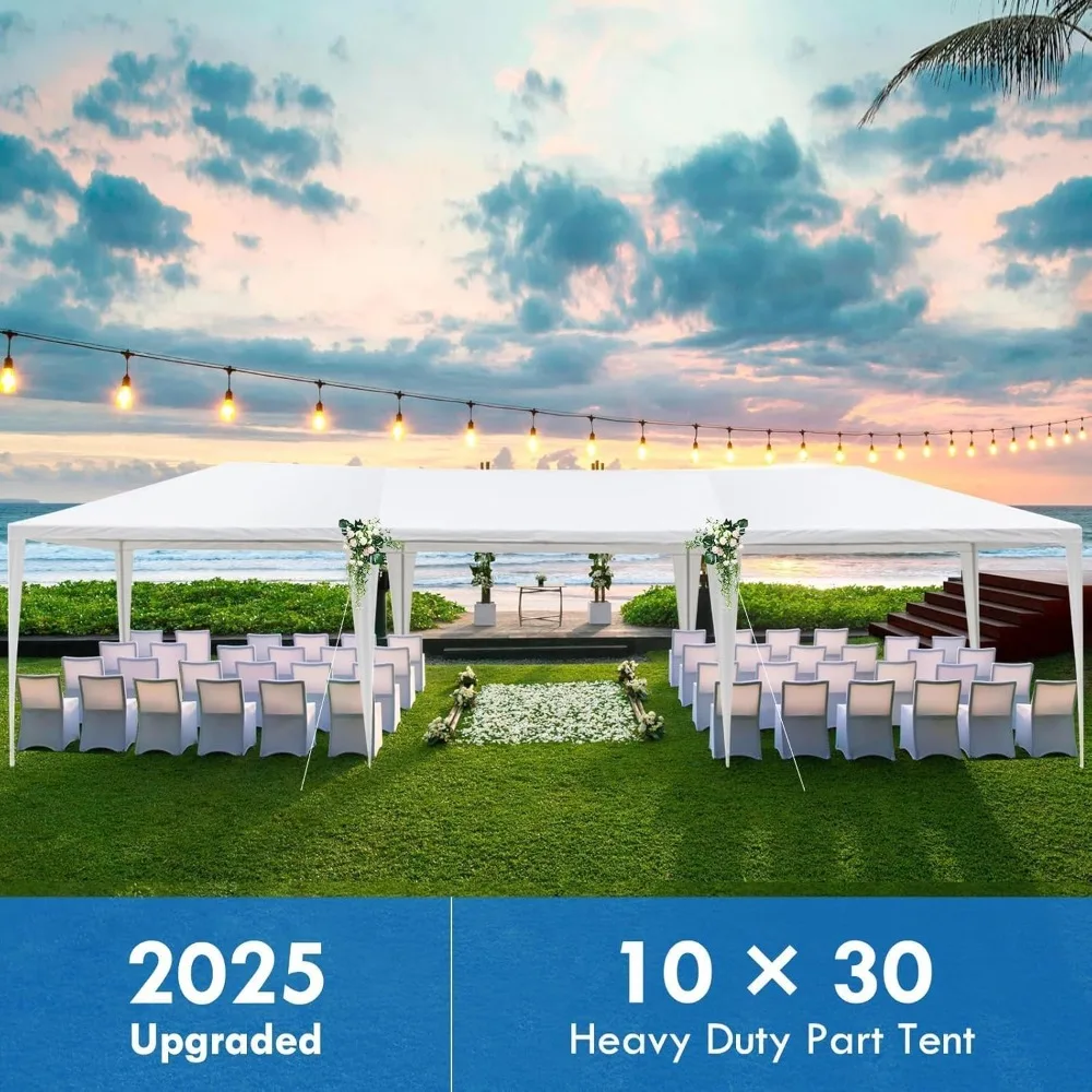 خيمة حفلات مطورة مقاس 10 × 30 بوصة لعام 2025، خيام خارجية للحفلات وحفلات الزفاف وأعياد الميلاد، خيمة بمظلة كبيرة مع جدران ونوز شفاف #3