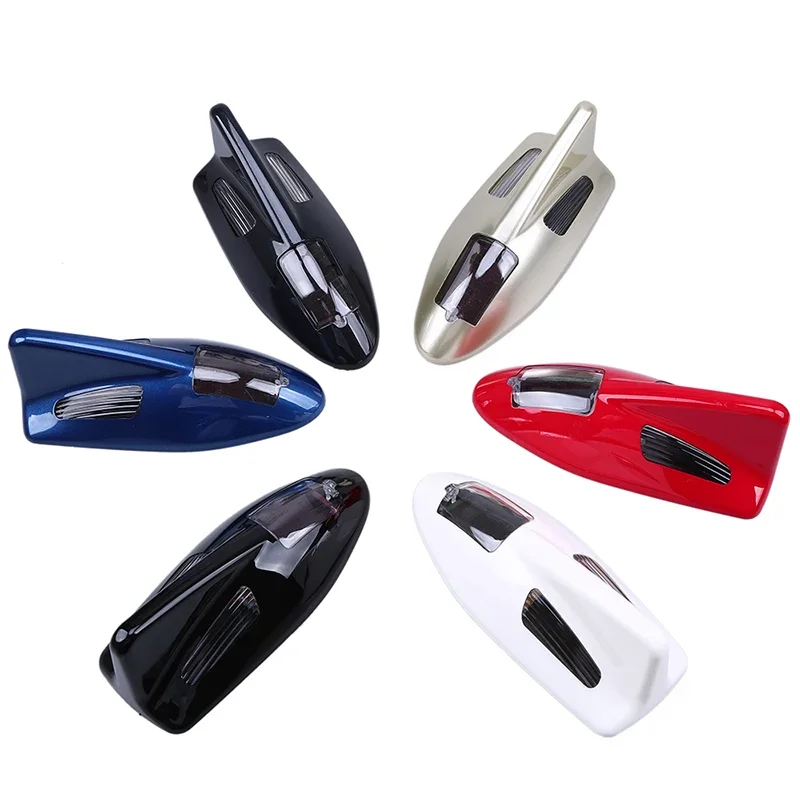 Car shark fin antenna solar roof with anti rear end warning light antenna Accessories - suitable for all cars