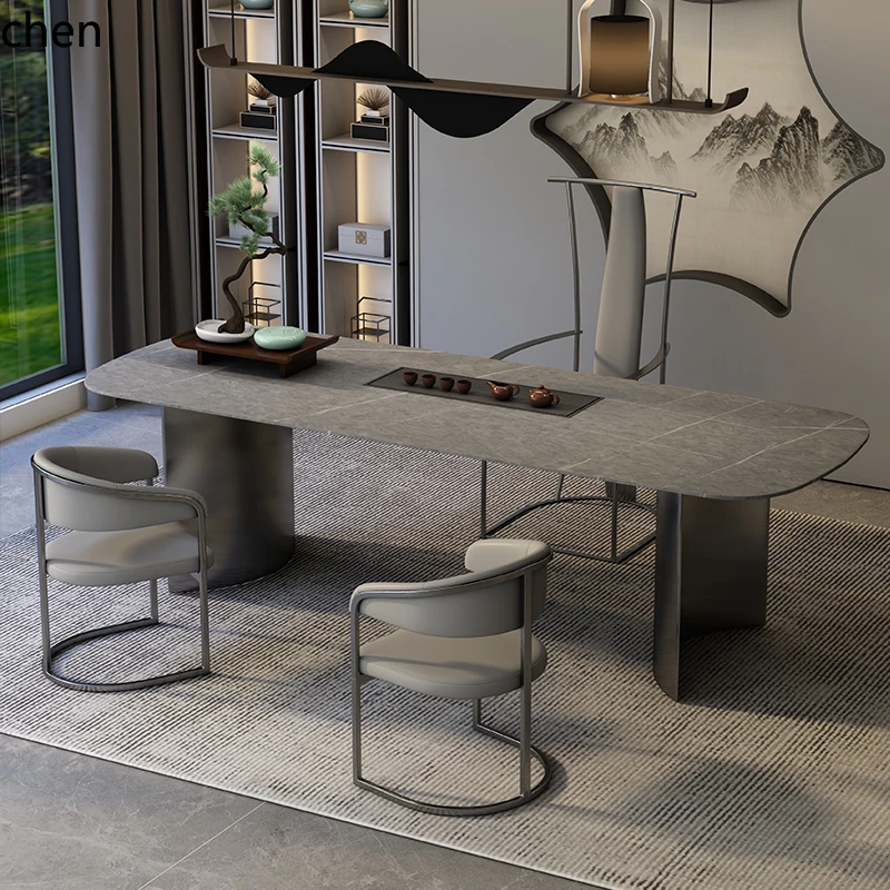 HXL tea table modern simple office living room drinking tea table and chair combination one table five chairs desk decoration