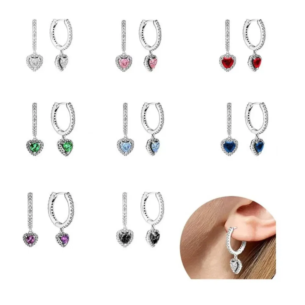 2026 NewColorful Love Zircon Pendant Earrings with Diamond Inlaid Love Pendant Earrings, Women's Fashion Accessories Gift