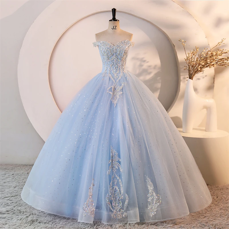 Cheap Party Dress Shiny 15 Quinceanera Dresses Ball Gown Prom Gown 15 Year Old Dresses For Quinceanera With Choker Customized