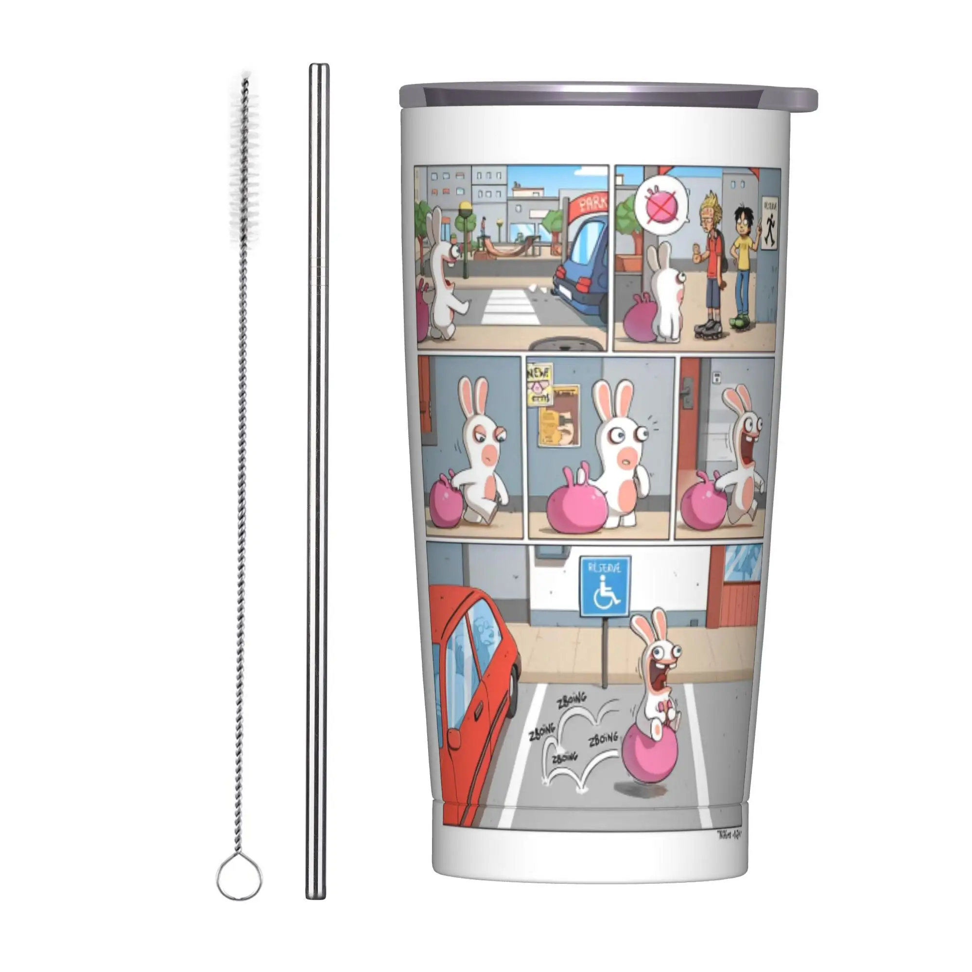 

Stainless Steel Tumbler Rabbits Invasion Thermal Cups Insulated Hot Drinks Mugs Cup Driving Design Water Bottle