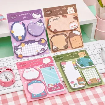 Kawaii Cartoon Strawberry Rabbit Bear Sticky Notes Memo Pad Cute Message N Times Sticky Office Stationery Supply Journal Planner