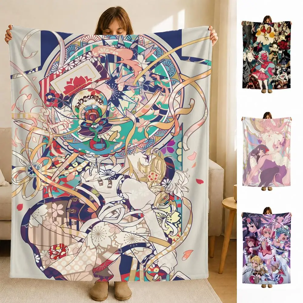 anime M-Magical M-Madoka Throw Soft Flannel Blanket for Bed Bedroom Sofa Picnic Throw Skin-friendly Breathable Gift Cover