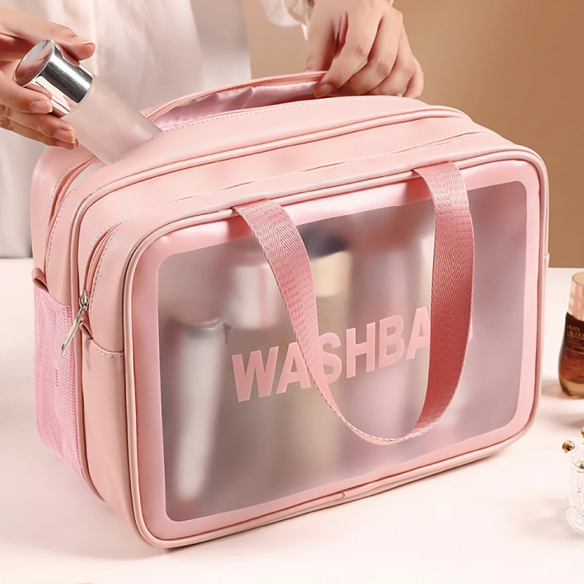 Travel Origanizer Extra Large Transparent Dry Wet Separation Makeup Bag for Traveling and Home