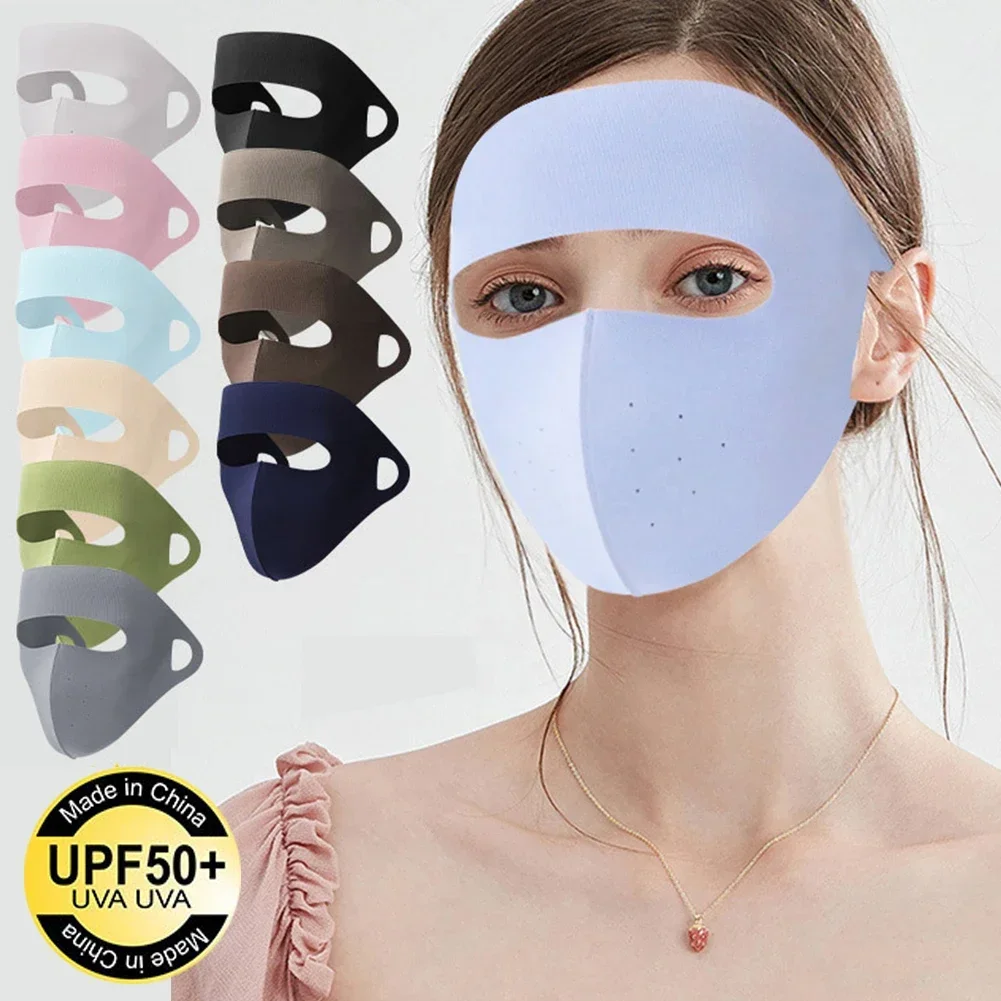 Ice Silk Full Face Sun Mask Women Summer Anti-Ultraviolet Riding Face Gini Sun Masks