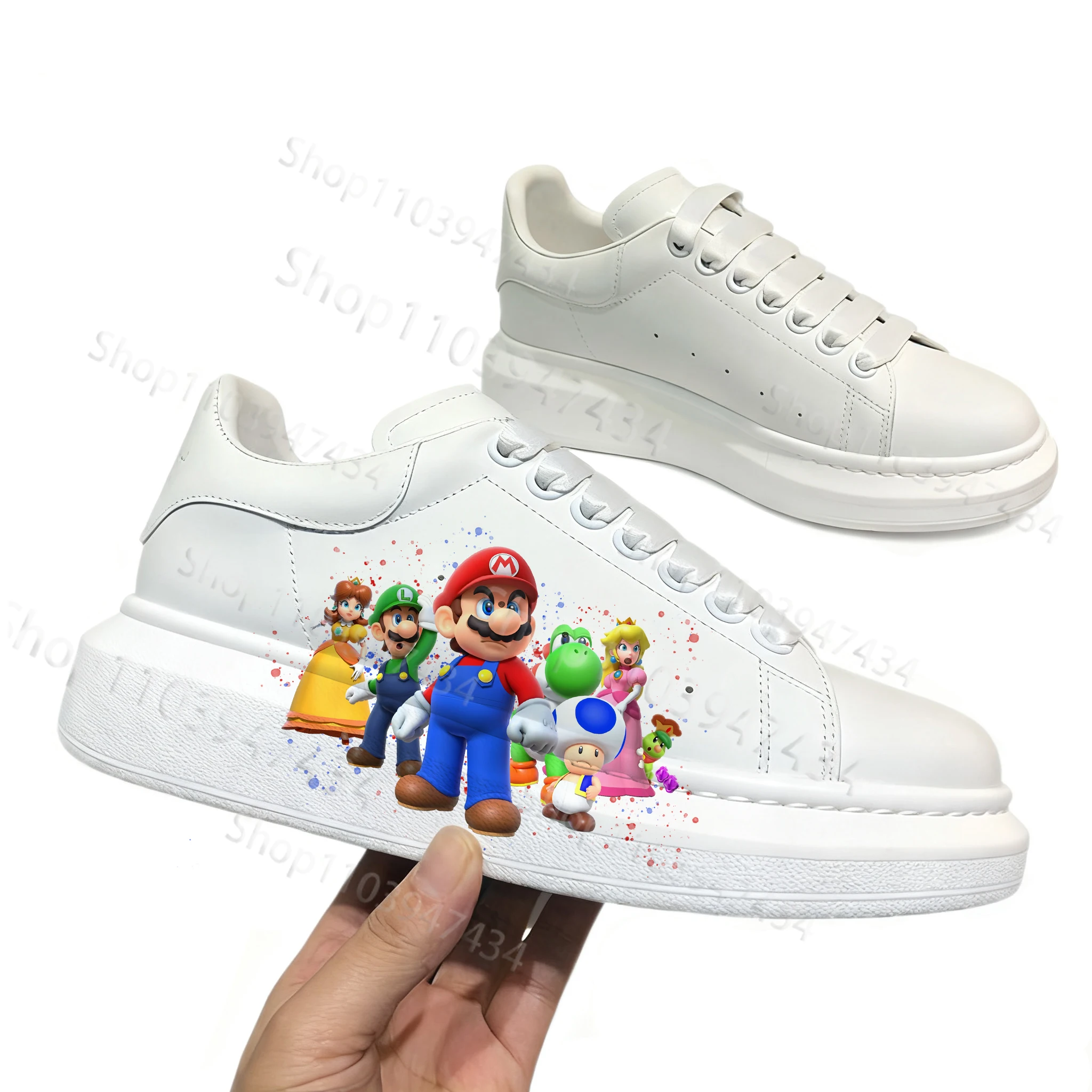 

Белая обувь для отдыха для взрослых серии Mario с принтом, милая износостойкая удобная обувь для мужчин и женщин, подарок