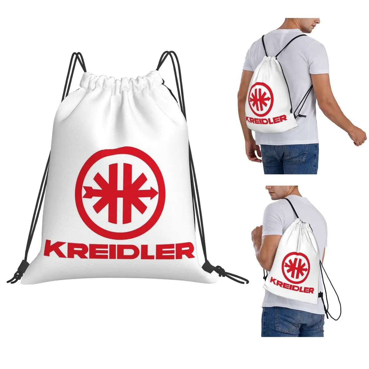 

Kreidler Logo Red Backpacks Portable Drawstring Bundle Pocket Sports Bag Book Bags for Travel Students