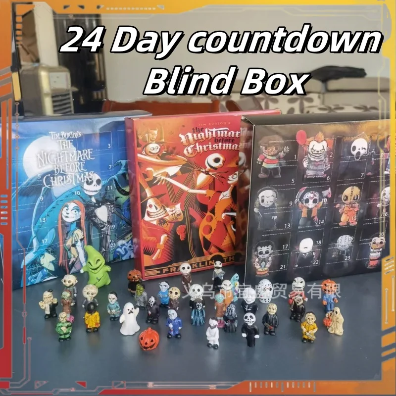 

Адвент-календарь «Кошмар перед Рождеством», 24-дневная слепая коробка, персонаж ужасов на Хэллоуин, Рождественская кукла обратного отсчета, игрушка в подарок