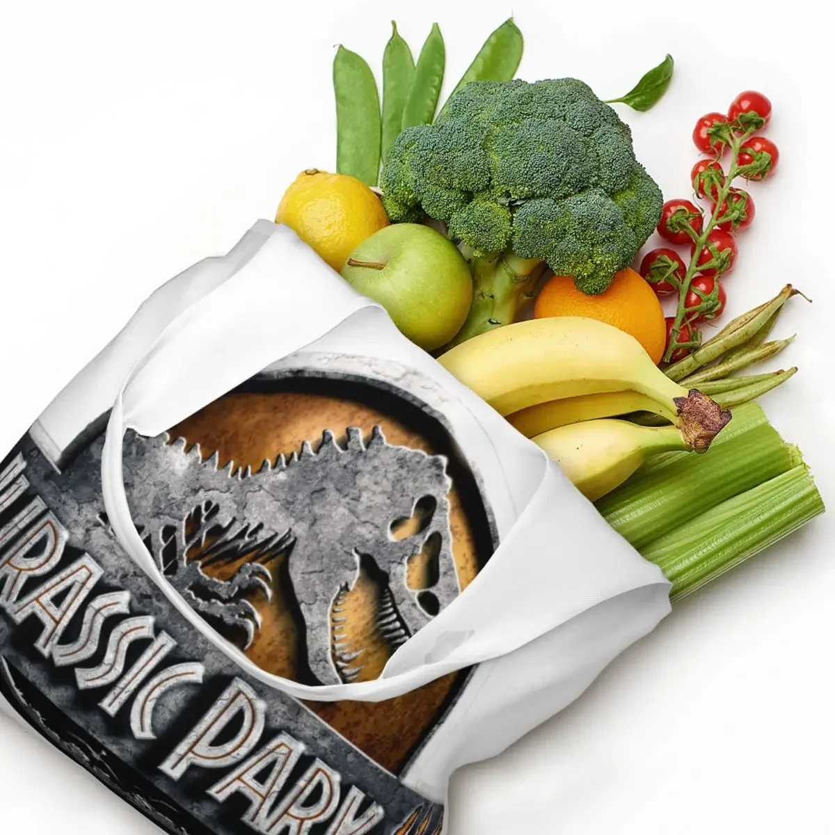 Jurassic Parks Groceries Shopping Bag Printing Canvas Shopper Shoulder Tote Bag Capacity Zmywalne torby z nadrukiem dinozaura Torebka