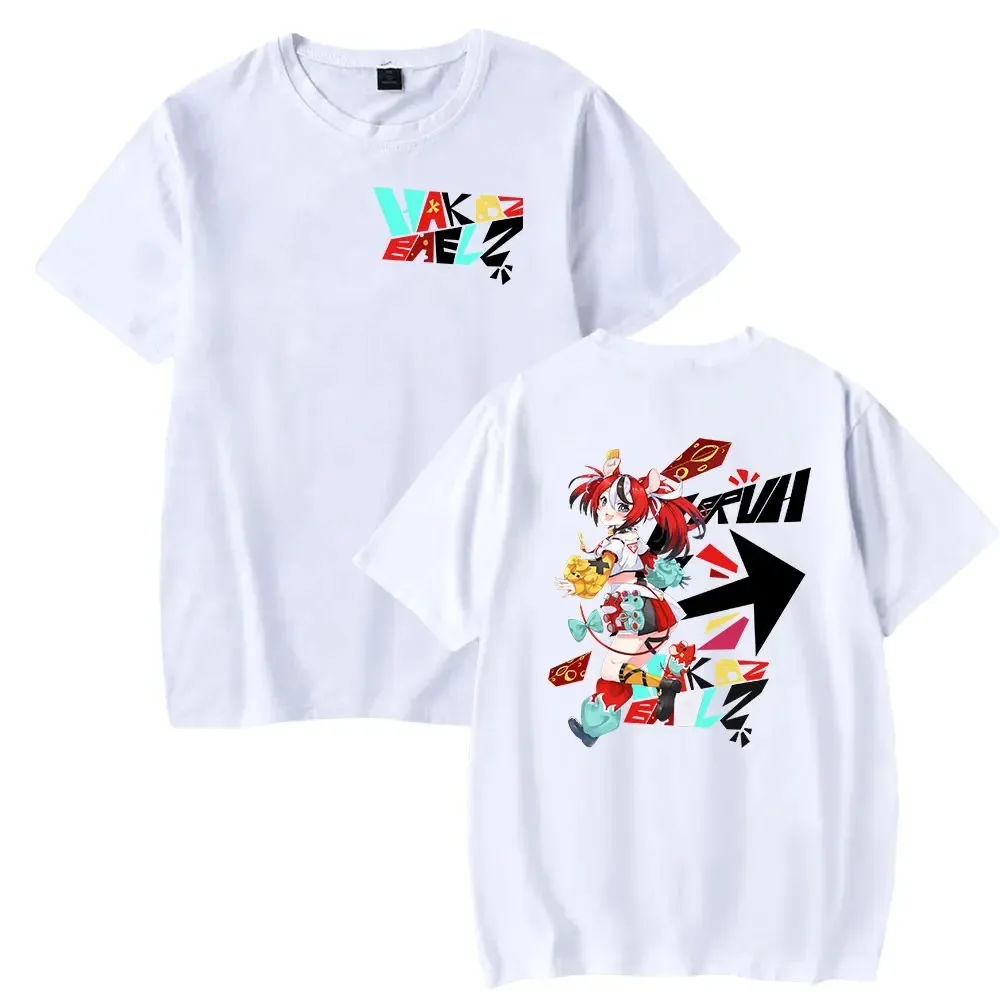 Camiseta japonesa de streetwear de anime feminina e masculina, Hakos Baelz VTuber, gola redonda, manga curta, Harajuku, roupas