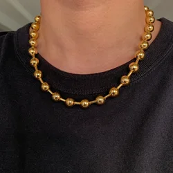 7inch-40inch 6/8/10/12mm Punk Jewelry 316L Stainless Steel Silver or Gold Color Ball Chain Necklace For Women Men Fashion Gift