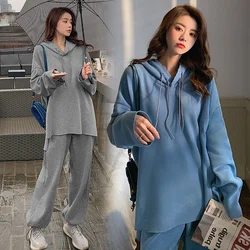 Herbst Sport Casual Baumwolle Mutterschaft Sweatshirts Jogging hose Sets lose Hoodies Anzüge Kleidung für schwangere Frauen Schwangerschaft