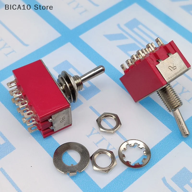1 قطعة 12Pin تبديل مفاتيح الأحمر 2/3 موقف ON-ON DPDT مفاتيح تبديل صغيرة 5A/125 فولت-2A/250 فولت التيار المتناوب MTS-402 مفتاح بـزر دفع
