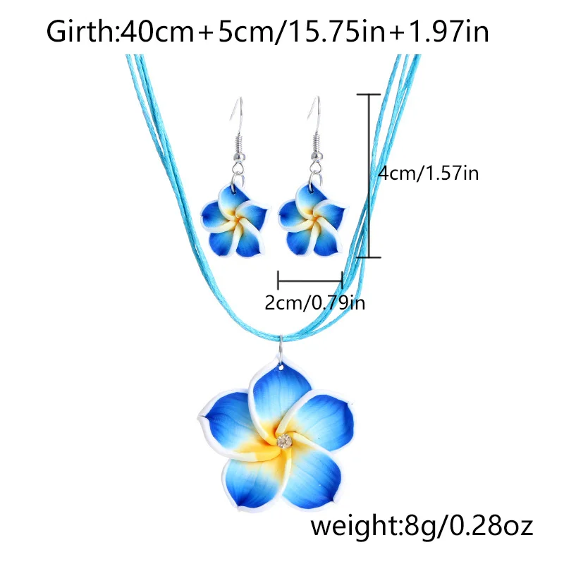 Bohemian Soft Polymer Flower Clavicle Chain Jewelry Set for Women Trendy Sweet Flower Earrings Necklace Wedding Party Jewelry