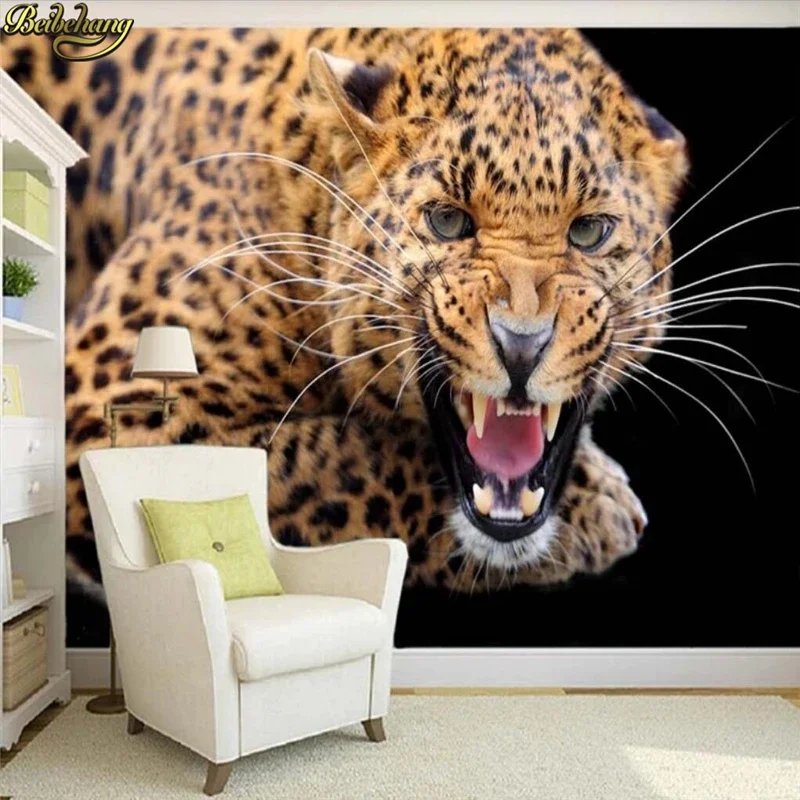 custom papel de parede 3d para sala leopard Photo Wallpaper Stereo Large Murals living room sofa bedroom wall paper Stickers