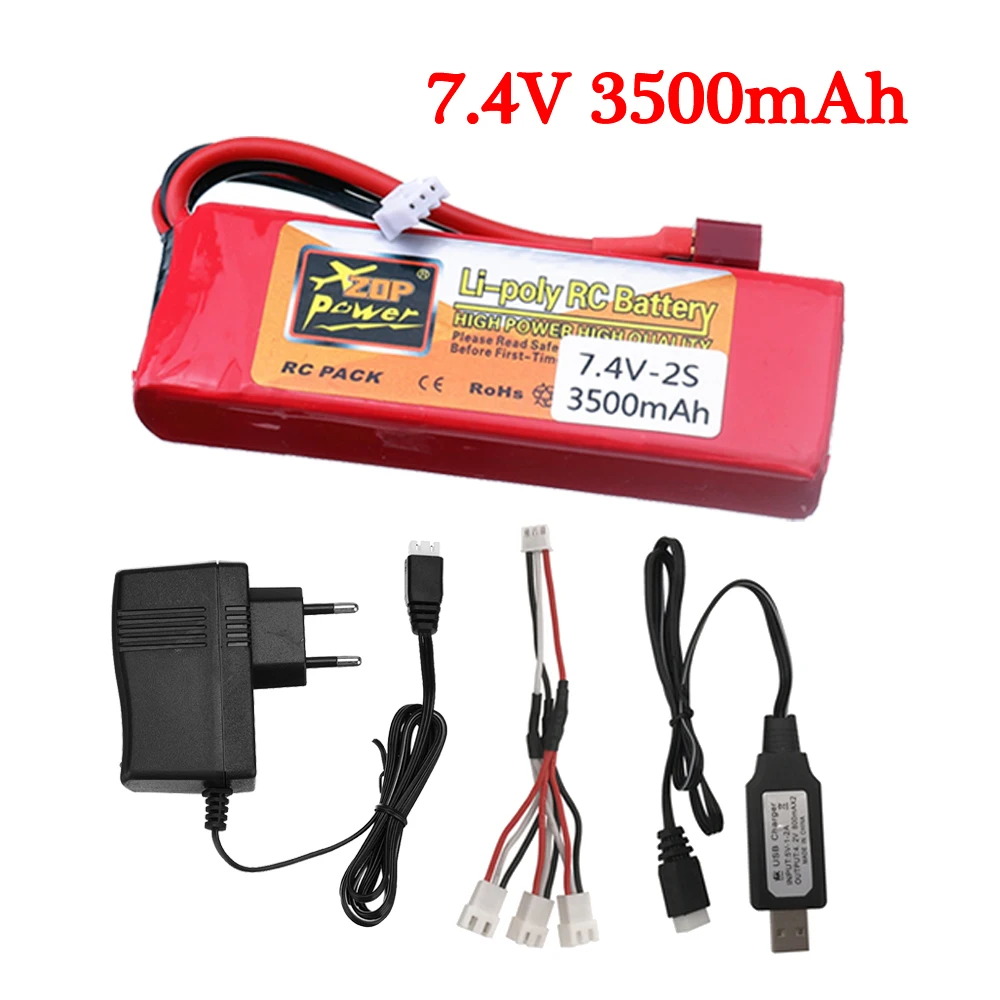 

Обновленная аккумуляторная батарея 7,4 В 3500 мАч для Wltoys 124019 124018 124017 автомобиля 2s Lipo батарея для 144001 104001 радиоуправляемого автомобиля запчасти