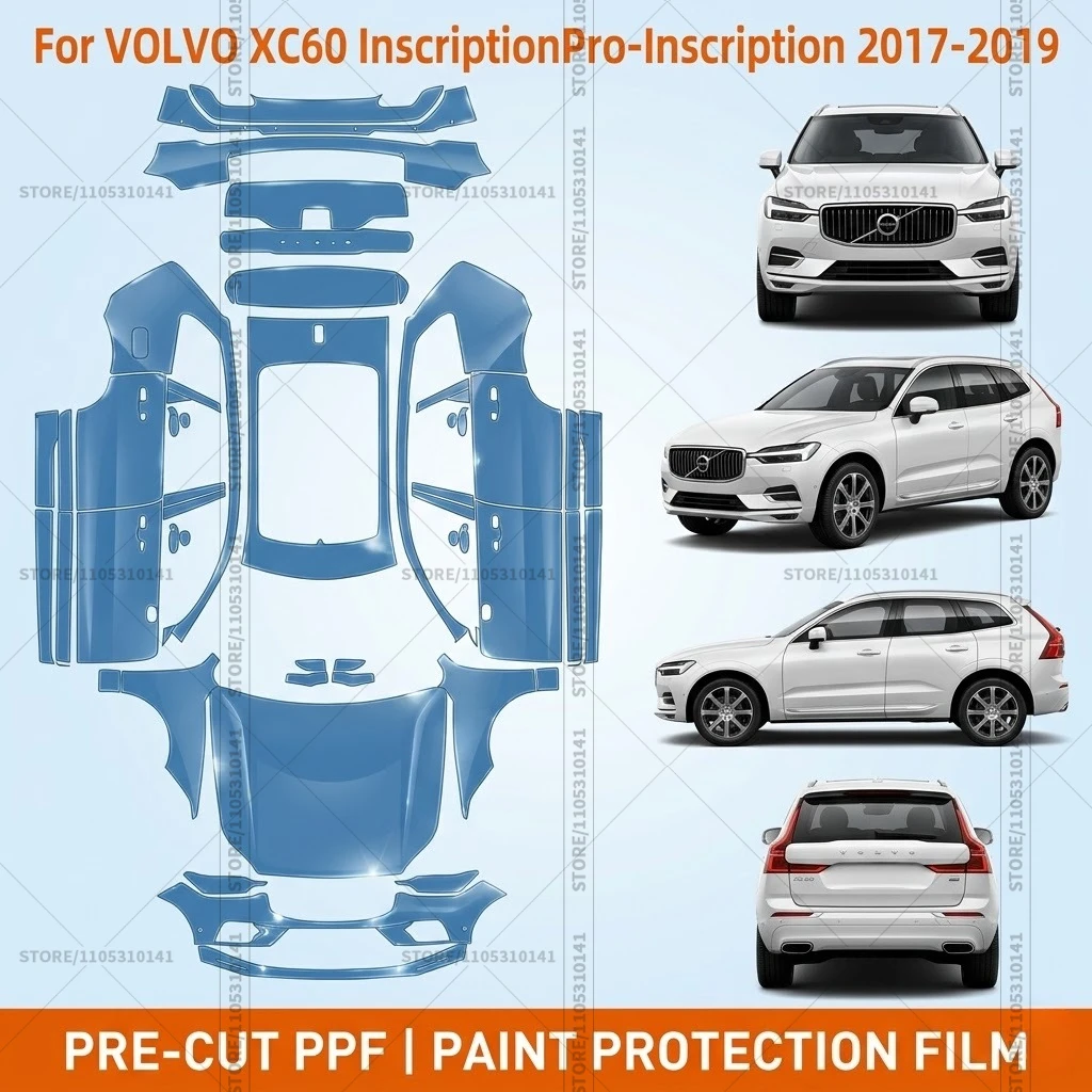 

Предварительно нарезанная прозрачная защитная пленка PPF для переднего бампера Volvo XC60 Inscription Pro 2017-2019