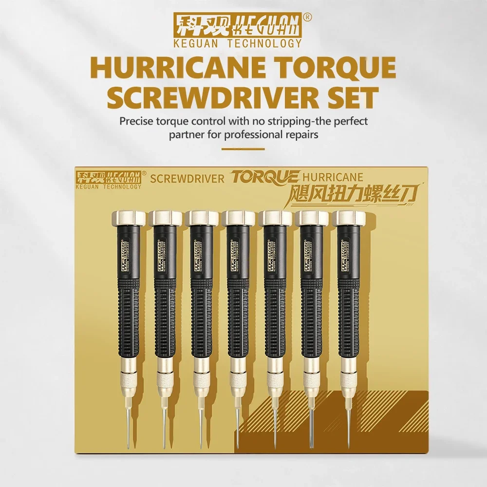 KEGUAN 7-in-1 Hurricane Torque Screwdriver Set Strong Magnetic Attachment Torque Protection for Phone Repair Screw Removal Tools