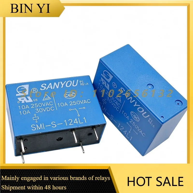 SMI-S-124L1 SMI-S-124L 24VDC Power Relay 5Pin 10A 250VAC Sanyou Relay for Industrial Control Household Circuit