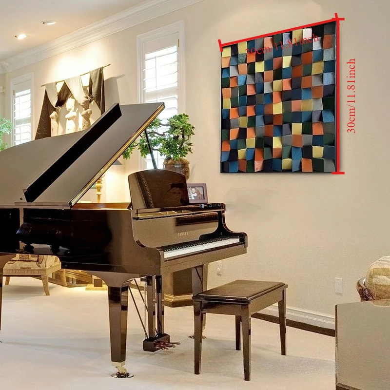 3D Beveled Mosaic Wall Panels Colorful Solid Wood - Decorative for Hotel Lobby, Restaurant, Living Room Decor
